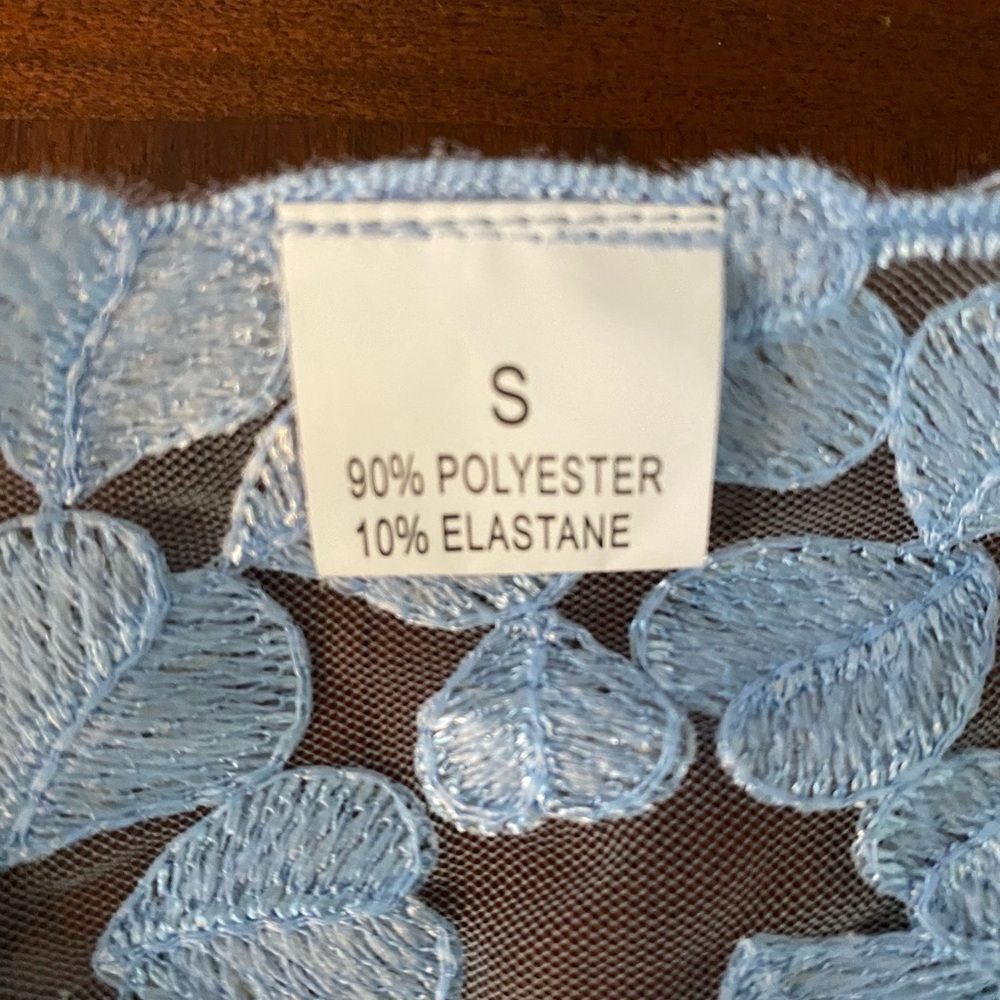 Light Blue Hearts Mesh Lingerie Set Small - Picture 5 of 5